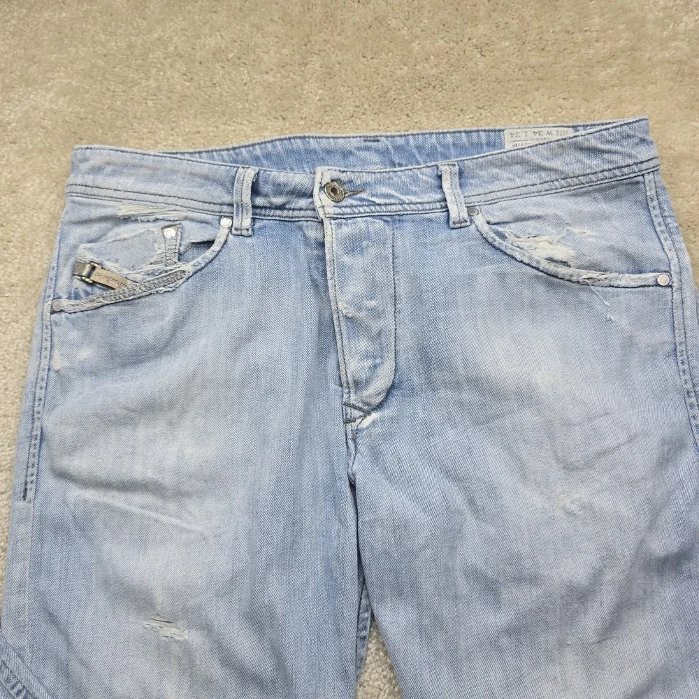 Vintage Mens Diesel DARRON 0826A Slim Tapered Blue Jeans W34 L34 - Picture 2 of 16